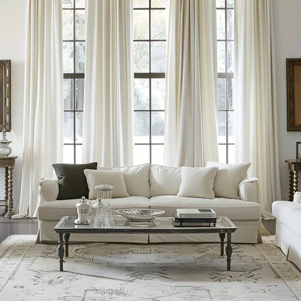 Rideau aspect velours beige Névolis