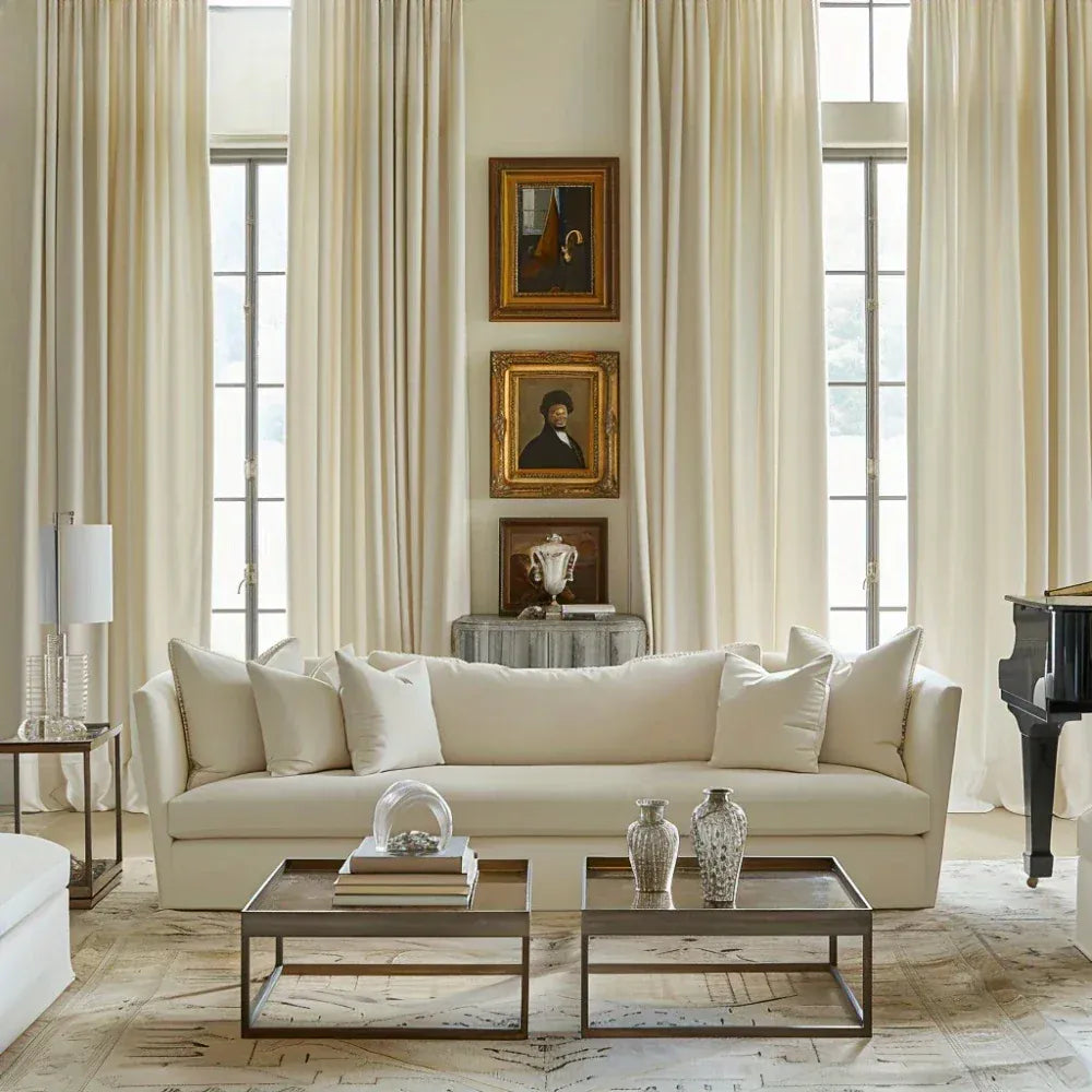 Rideau aspect velours beige Névolis