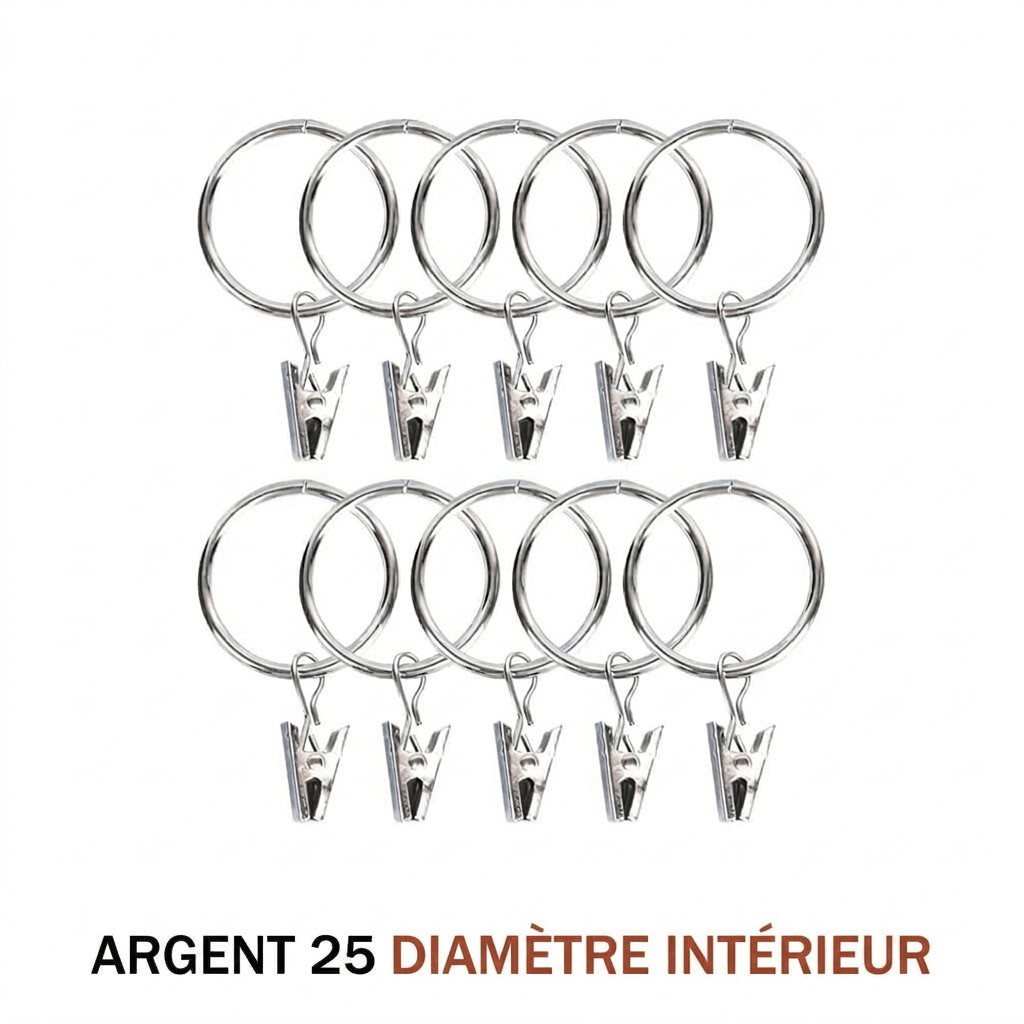 Anneaux pinces pour rideaux Névolis