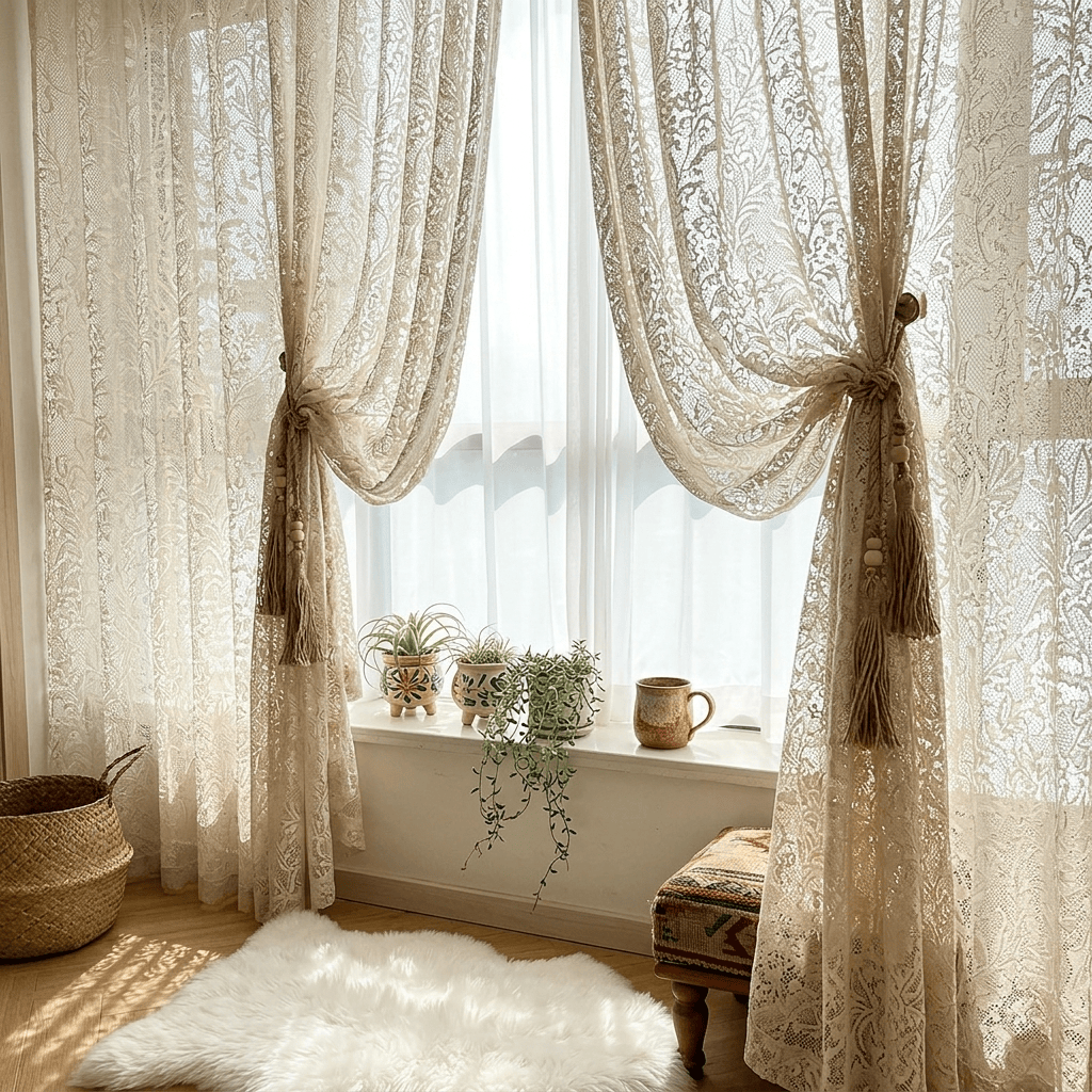 Rideau dentelle bohème Névolis