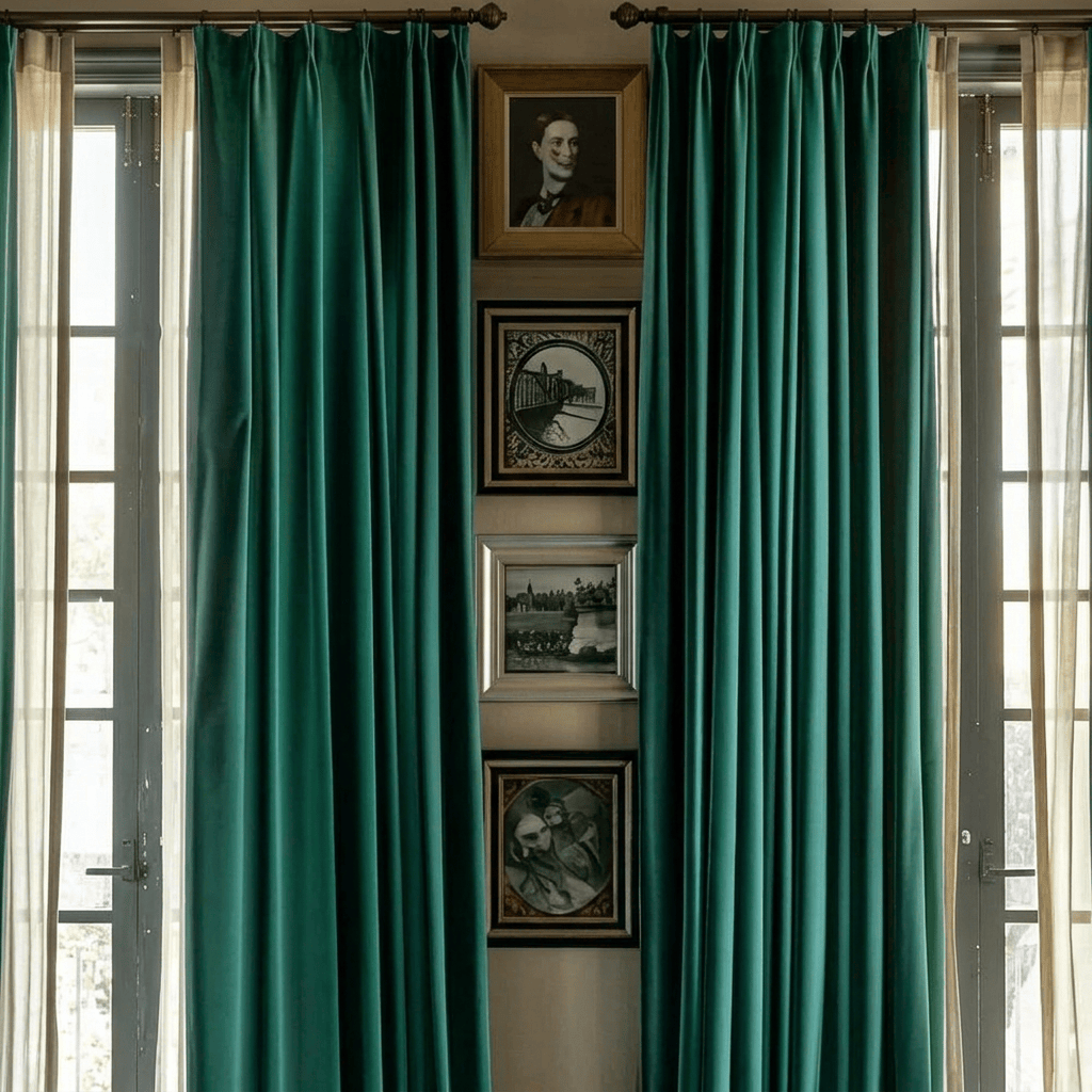 Rideau aspect velours vert Névolis
