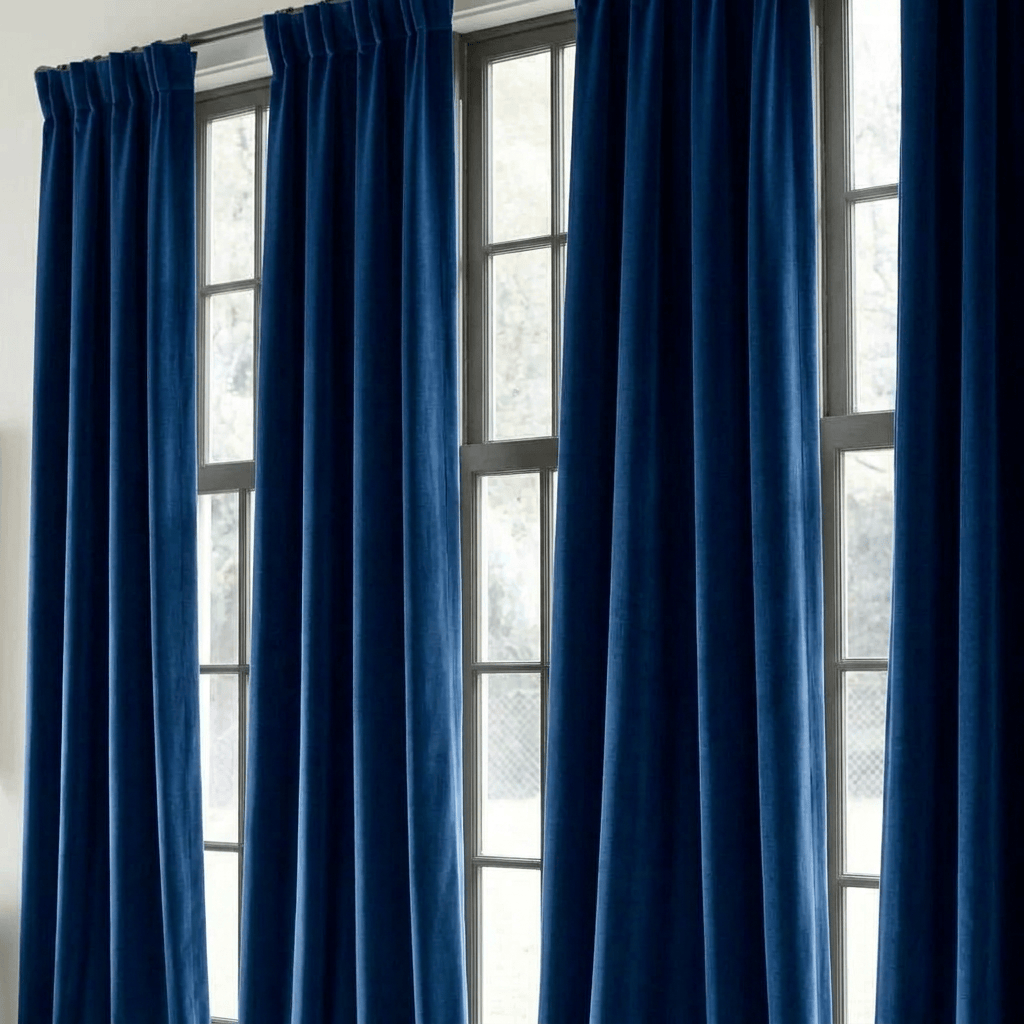 Rideau aspect velours bleu Névolis