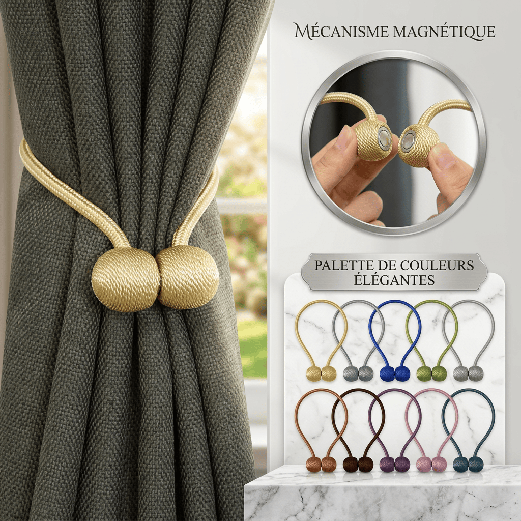 Embrasse magnétique pour rideau Névolis
