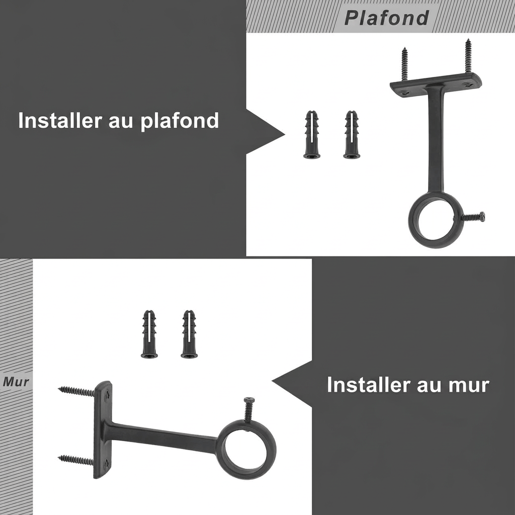 Fixation tringle rideau Névolis