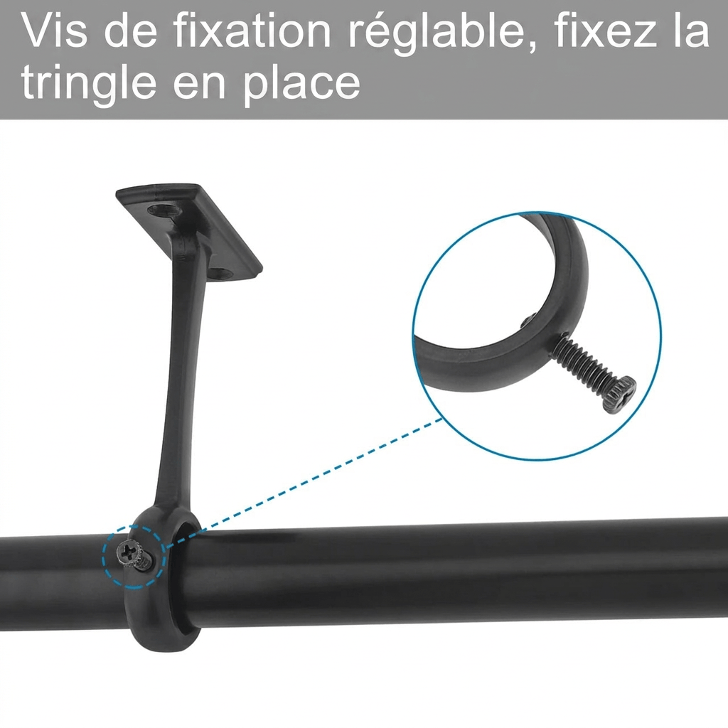 Fixation tringle rideau Névolis