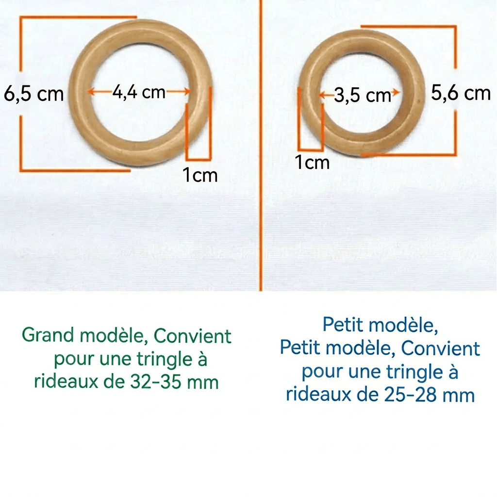 Anneau en bois pour rideau Névolis