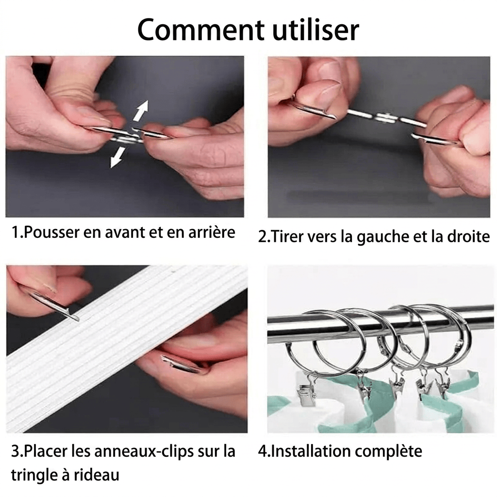Anneaux clips pour rideaux Névolis