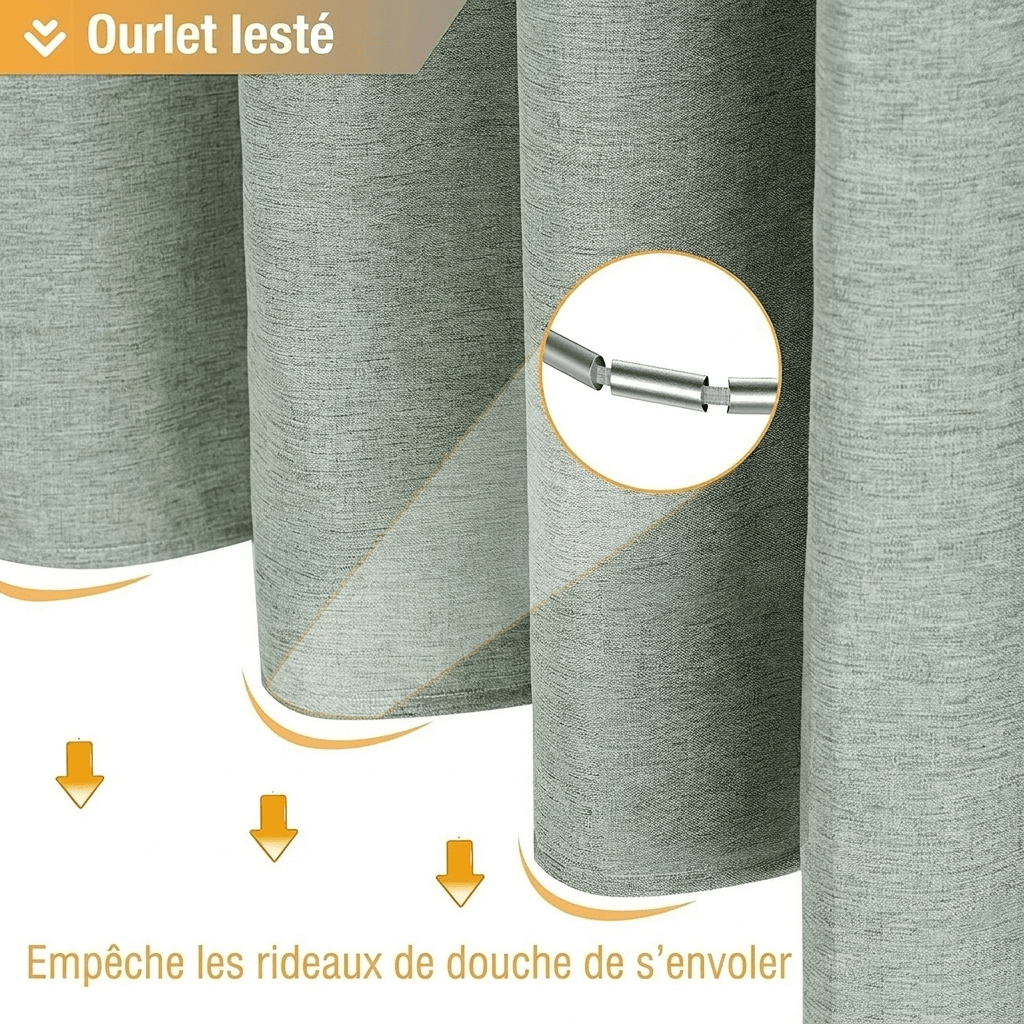 Rideau de douche effet lin Névolis