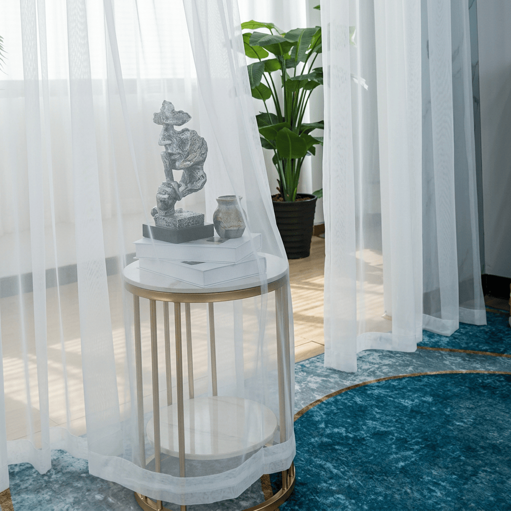 Rideau gaze de coton blanc Névolis