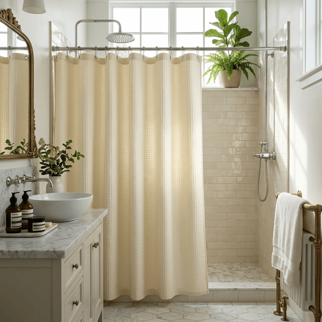 Rideau de douche en tissu Névolis