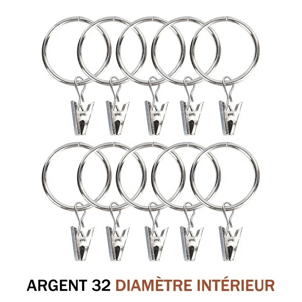 Anneaux pinces pour rideaux Névolis