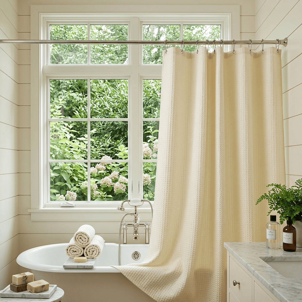 Rideau de douche en tissu Névolis