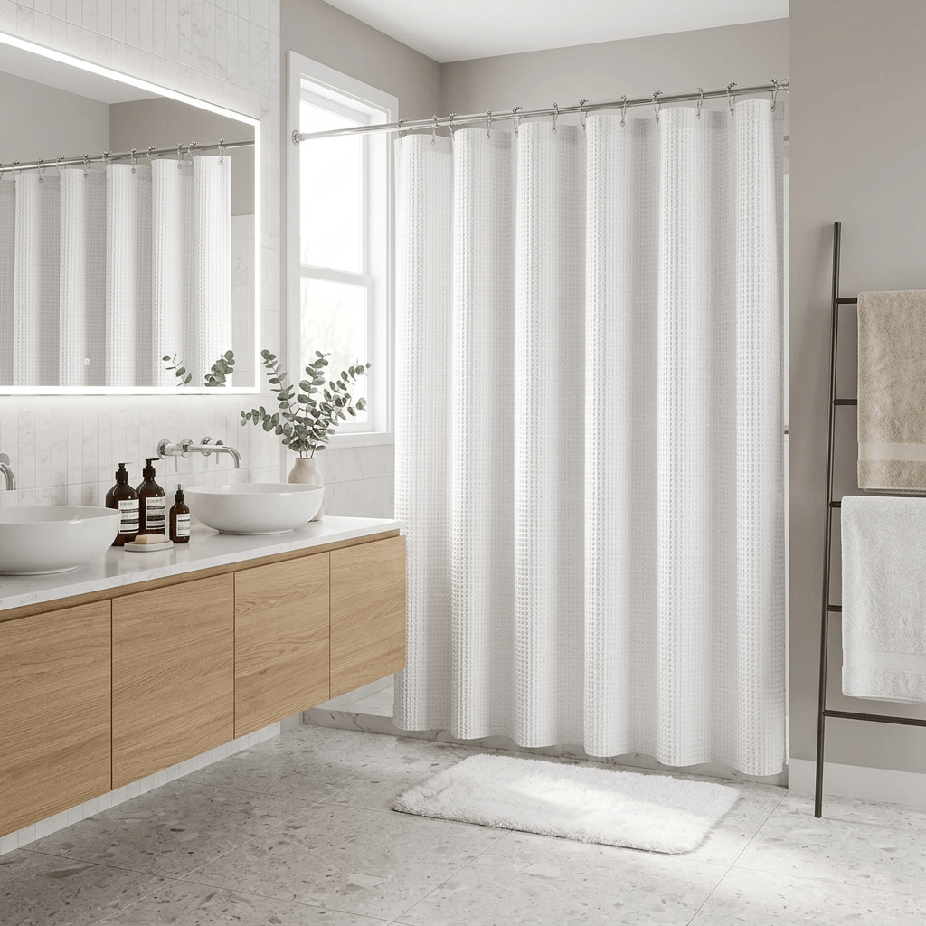 Rideau de douche en tissu Névolis