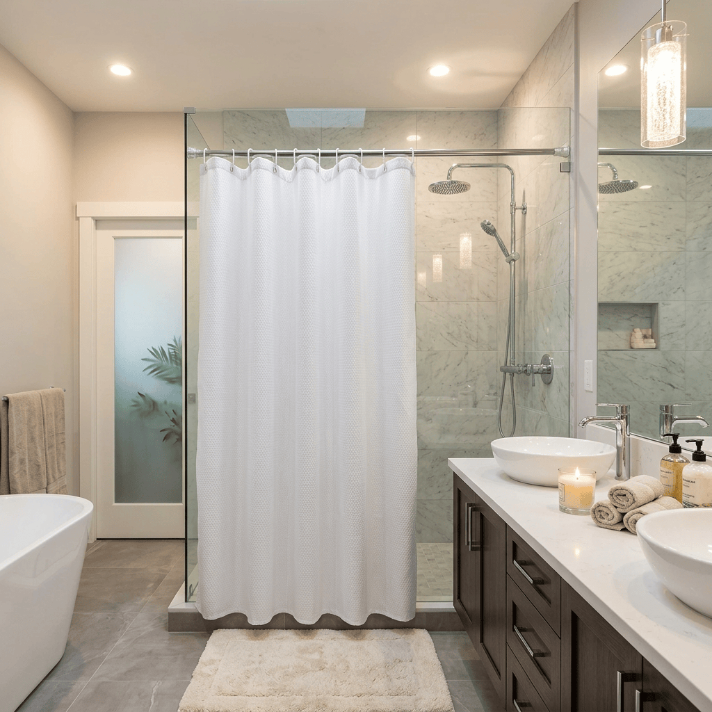 Rideau de douche en tissu Névolis