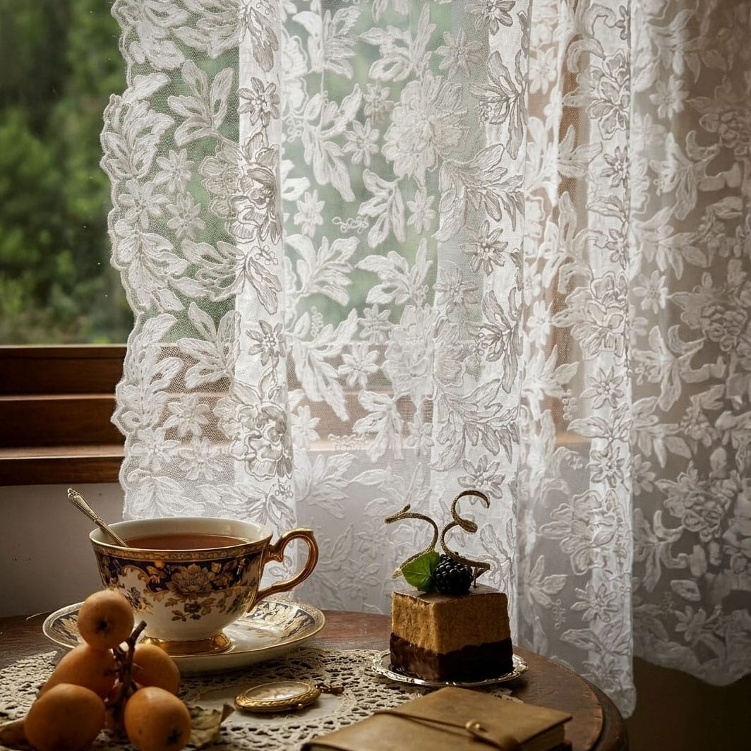 Rideau en dentelle ancienne Névolis