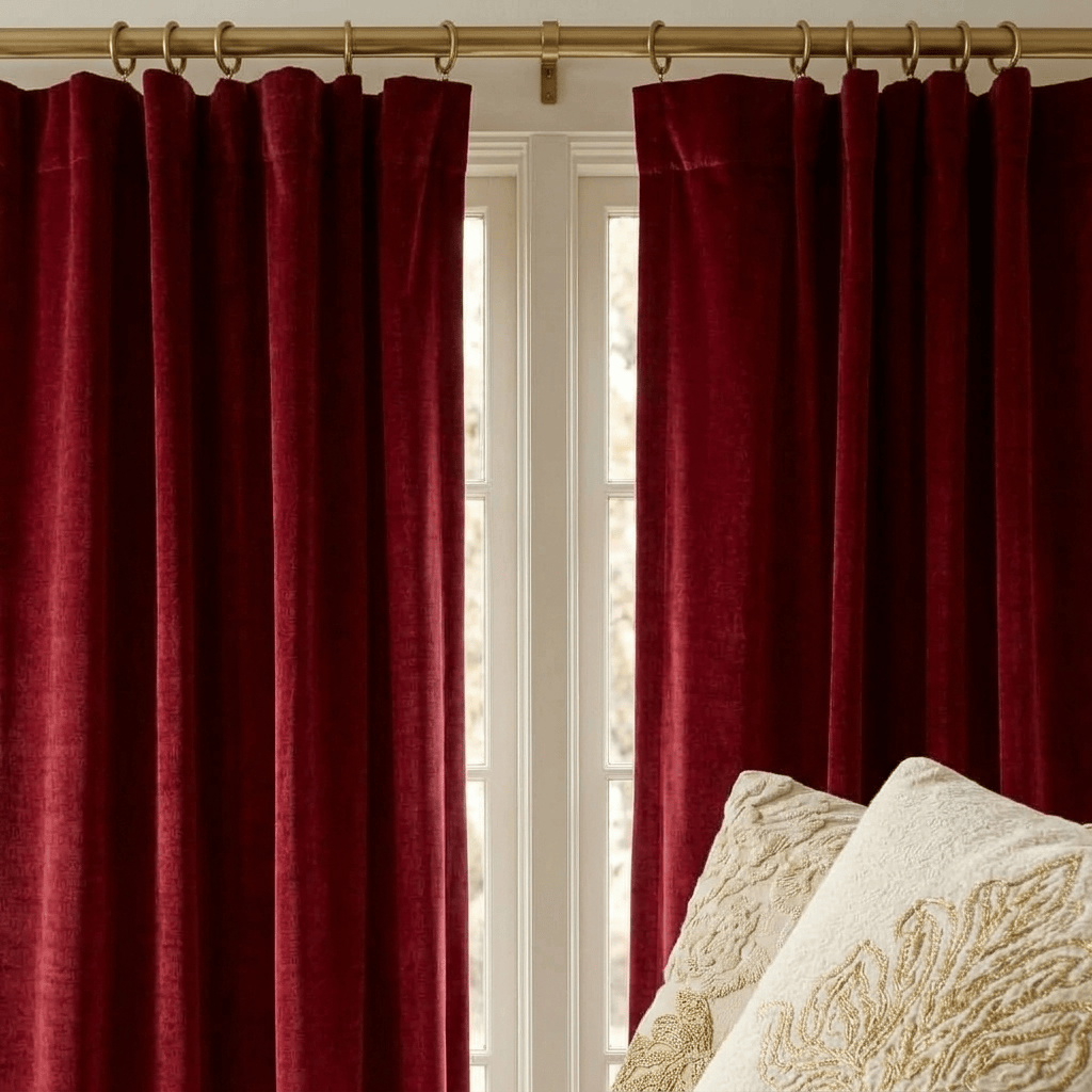 Rideau aspect velours rouge Névolis